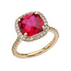 Halo Cushion 5 Ct Checkerboard Ruby(LCR) and Diamond Yellow Gold Engagement and Proposal/Promise Ring