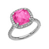 Halo Cushion Diamond Engagement and Proposal/Promise White Gold Ring With Center-stone 5 Ct Lab Created Pink Diamond