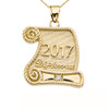 Yellow Gold Class of 2017 Graduation Diploma With Diamond Pendant Necklace