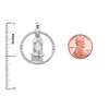 The Blessed Virgin Mary Cubic Zirconia White Gold Round Design Pendant Necklace