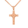 Rose Gold St. Benedict Crucifix Pendant Necklace (1.30")