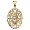 Yellow Gold Our Lady of Guadalupe Pendant Necklace With Diamond Side Stones