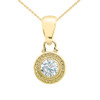 Solitaire Cubic Zirconia Yellow Gold Pendant Necklace