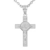 White Gold St. Benedict Crucifix Pendant Necklace (1.60")