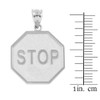 White  Gold Stop Sign Charm Pendant Necklace