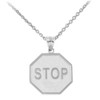 Sterling Silver Stop Sign Charm Pendant Necklace