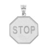 Sterling Silver Stop Sign Charm Pendant Necklace