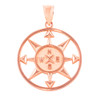 Rose Gold Compass Circle Pendant Necklace