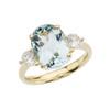 Yellow Gold Aquamarine and White Topaz Engagement and Proposal/Promise Ring