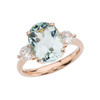 Rose Gold Aquamarine and White Topaz Engagement and Proposal/Promise Ring