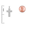 White Gold Cross Pendant Necklace With Cubic Zirconia