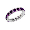 4mm Comfort Fit Sterling Silver Eternity Band With February Birthstone Amethyst