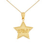 Yellow Gold US Army Star Pendant Necklace