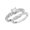 White Gold Diamond Wedding Ring Set With White Topaz Center Stone