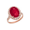 Rose Gold Engagement Ring With 10 ct Oval Red CZ Center Stone