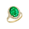 Yellow Gold Engagement Ring With 10 ct Oval Green CZ Center Stone