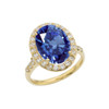 Yellow Gold Engagement Ring With 10 ct Oval Blue CZ Center Stone