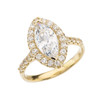 Yellow Gold Engagement/Proposal Ring With Marquise Cut Cubic Zirconia