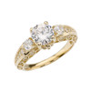 Yellow Gold Engagement and Proposal/Promise Ring With 7mm Cubic Zirconia
