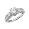 White Gold Diamond Engagement and Proposal/Promise Ring With 7mm White Topaz Center Stone