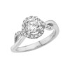 White Gold Infinity Diamond Engagement/Proposal Ring With White Topaz Center Stone