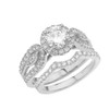 White Gold Elegant Cubic Zirconia Engagement/Wedding Ring Set