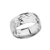 White Gold Modern Hammered 7 mm Band