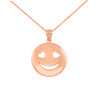 Rose Gold Heart Eyes Smiley Face Pendant Necklace