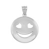 White Gold Heart Eyes Smiley Face Pendant Necklace