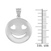 White Gold Heart Eyes Smiley Face Pendant Necklace