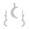 Sterling Silver Crescent Moon Pendant Necklace Earring Set