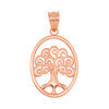 Rose Gold Tree of Life Filigree Swirl Celtic Pendant Necklace