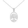 White Gold Tree of Life Filigree Swirl Celtic Pendant Necklace