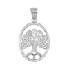 White Gold Tree of Life Filigree Swirl Celtic Pendant Necklace