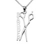 White Gold Barber Hairstylist Scissors Pendant Necklace