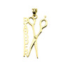 Yellow Gold Barber Hairstylist Scissors Pendant Necklace