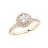 Yellow Gold Diamond Engagement/Proposal Ring With White Topaz In The Center