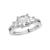 White Gold Diamond Double Raw Elegant Princess Cut Engagement/Proposal Ring With Over 3 Ct Princess Cut Cubic Zirconia