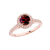 Rose Gold Diamond and Garnet Engagement/Proposal Ring
