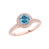 Rose Gold Diamond and Blue Topaz Engagement/Proposal Ring