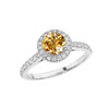 White Gold Diamond and Citrine Engagement/Proposal Ring