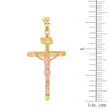 Solid Two Tone Yellow Gold and Rose Gold INRI Cross Pendant Necklace ( 1.60")
