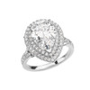 White Gold Double Raw Engagement/Proposal Ring With Over 7 Ct Cubic Zirconia