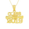 Solid Yellow Gold Class of 2019 Graduation Certificate Pendant Necklace