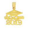 Solid Yellow Gold Class of 2019 Graduation Diploma & Cap Pendant Necklace