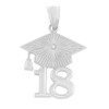 Solid White Gold 2018 Graduation Cap Pendant Necklace