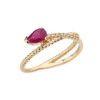 Yellow Gold Criss-Cross Ruby Rope and Diamonds Designer Ring