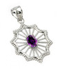 Sterling Silver Beautiful Modern Filigree Amethyst Birthstone Pendant Necklace