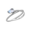 White Gold Criss-Cross Aquamarine Rope and Diamonds Designer Ring