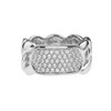 White Gold Personalized ID Cuban Link Ring With Cubic Zirconia